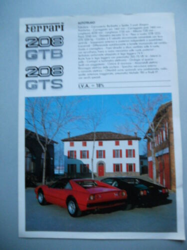 Ferrari 208 GTB - 208 GTS 1981 depliant epoca originale …