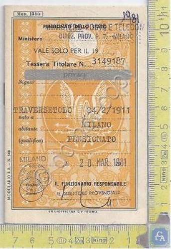 Ferrovie dello Stato - Blocco di tagliandi biglietti a tariffa …