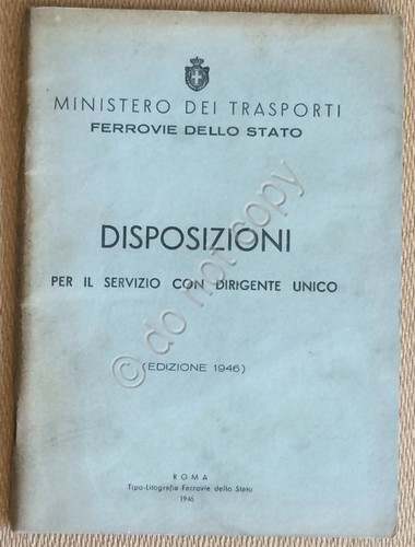 Ferrovie dello Stato - Disposizioni per il servizio con dirigente …