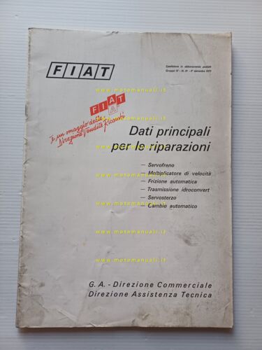 FIAT Idroconvert-Friz.Autom. etc 1973 manuale officina dati riparazione