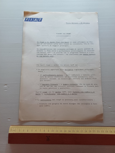 FIAT Sport Spider-Coupè 1.6 comunicato stampa presentazione lancio-Press release