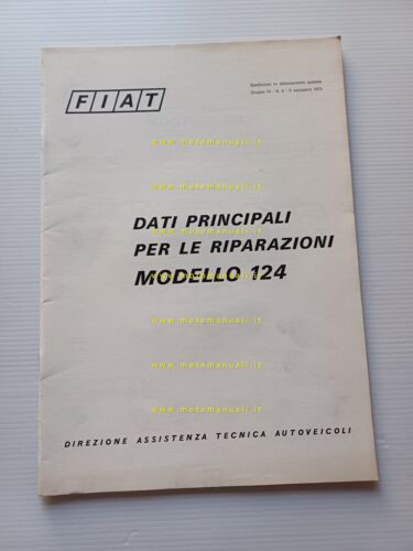 FIAT tutti modelli 124 1970 manuale officina caratt. tecniche dati …