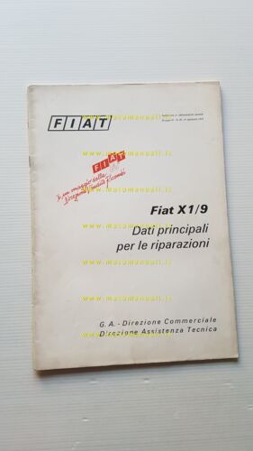 Fiat X1/9 1973 manuale officina dati riparazioni originale