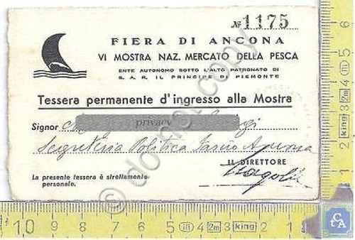 Fiera di Ancona - VI Mostra della Pesca - Tessera …