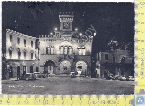 Fiuggi - Municipio by night con auto d'epoca - 1962