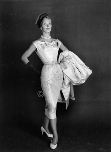 Fotografia Moda Abito Pierre Balmain Couture 1955 originale 043B