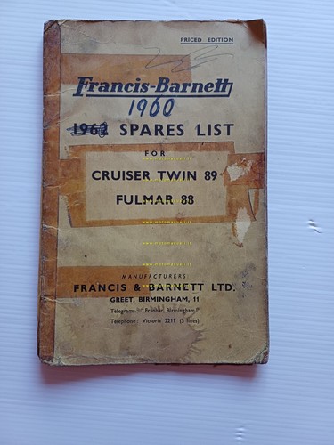 Francis-Barnett Cruiser Twin 89 - Fulmar 88 catalogo ricambi Inglese …