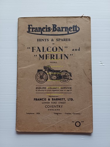 Francis-Barnett Falcon 200 - Merlin 125 anni 50 manuale uso …