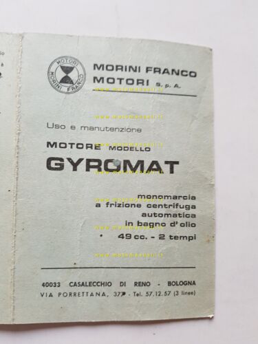 Franco Morini motore 50 Gyromat 1974 manuale uso manutenzione libretto …