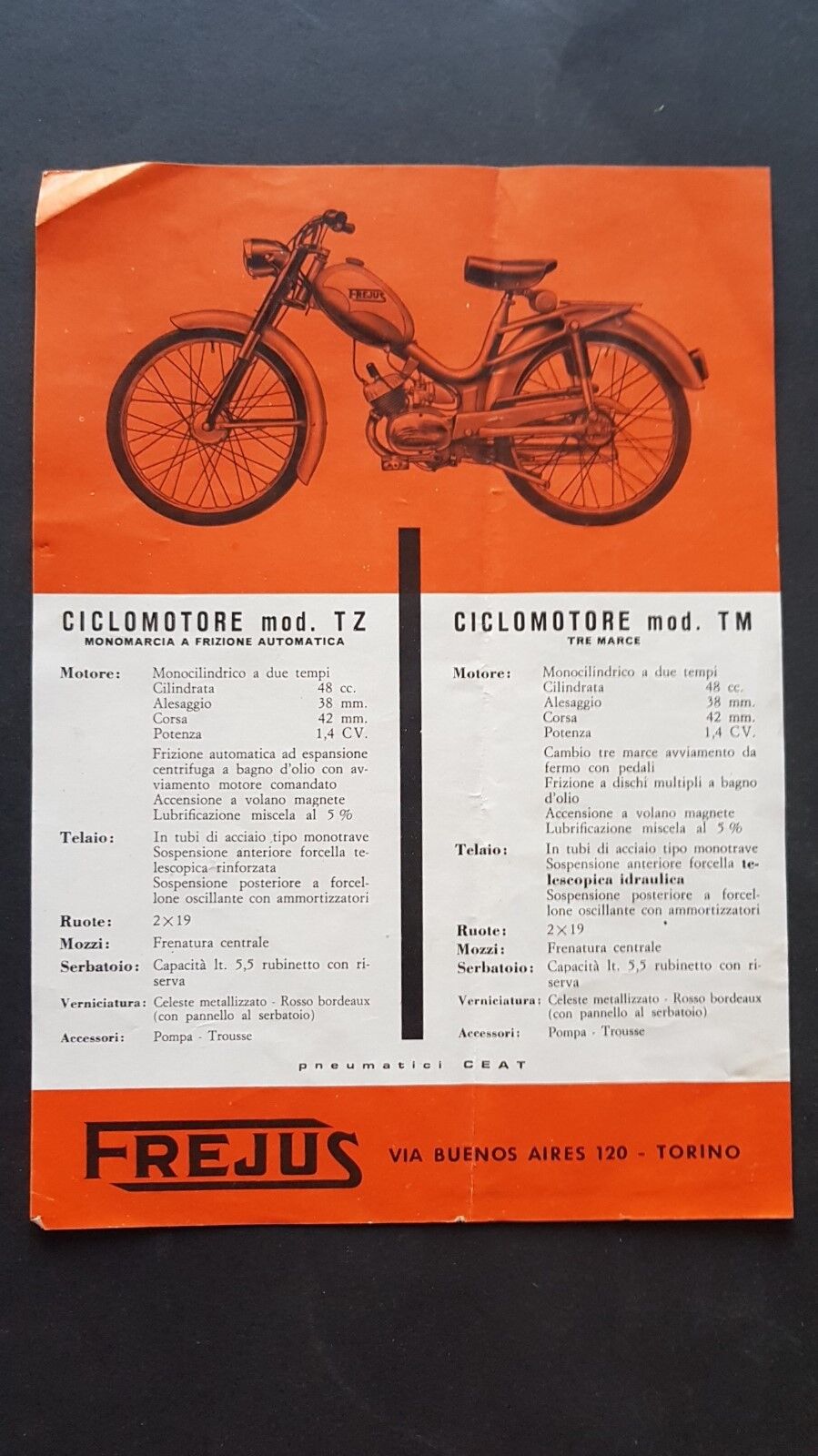 Frejus 48 TZ- 48 TM 3v anni '50 depliant originale …