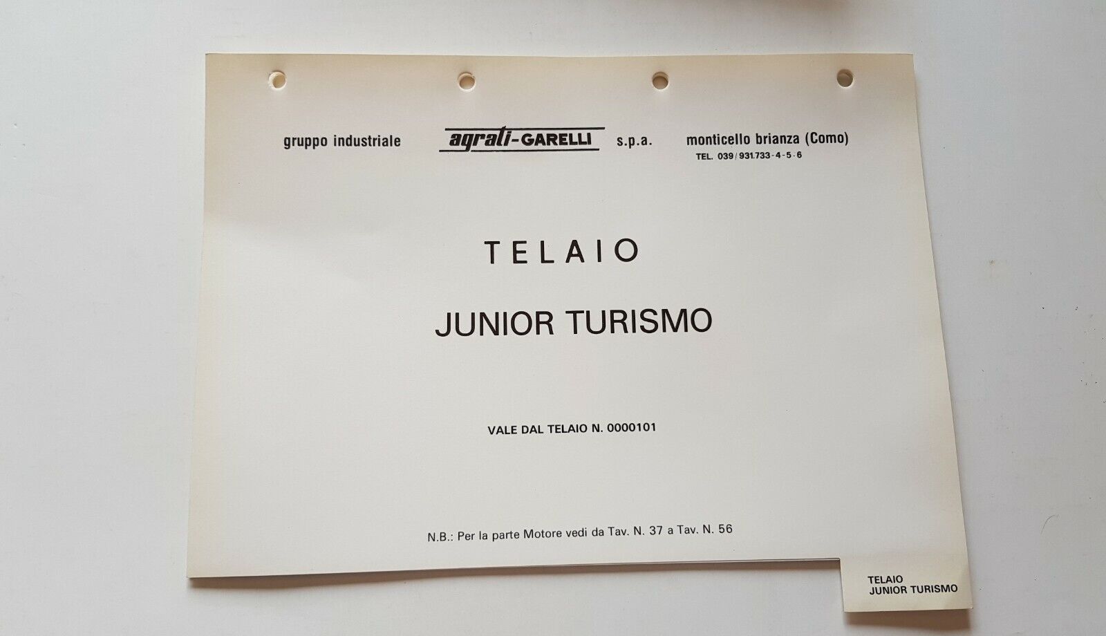 Garelli 50 junior Turismo catalogo ricambi TELAIO ORIGINALE! parts catalogue
