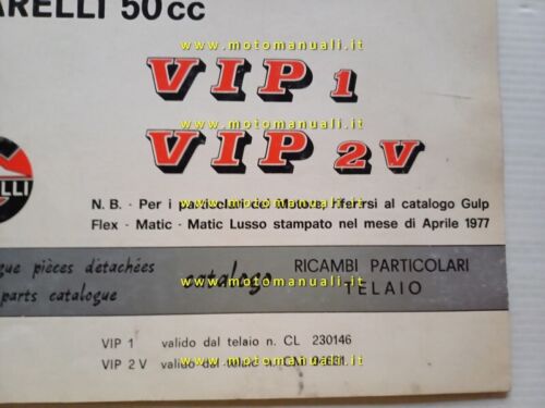 GARELLI 50 Vip 1 - Vip 2V 1978 catalogo ricambi …