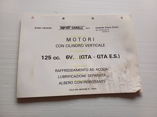 Garelli GTA 125 -GTA 125 Electric Starter 1985 catalogo ricambi …