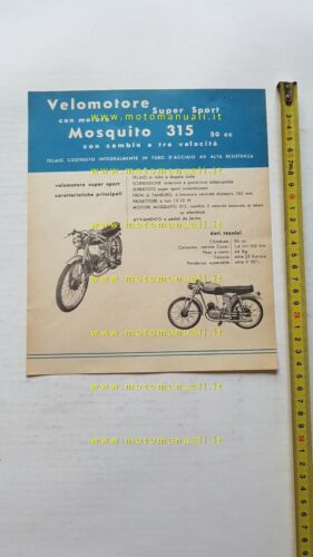 Garelli Mosquito 315 Super Sport 49 3V 1957 depliant originale …