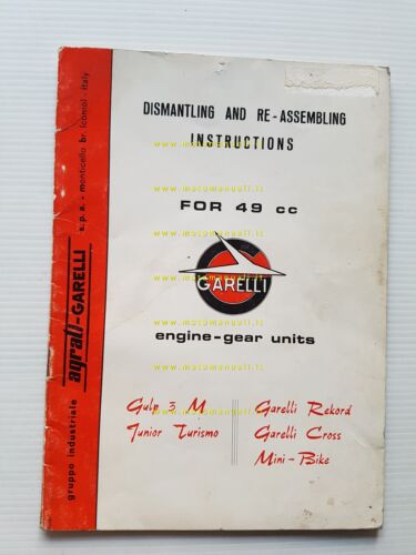 Garellli motorI 49 3-4 V 1970 manuale officina INGLESE originale