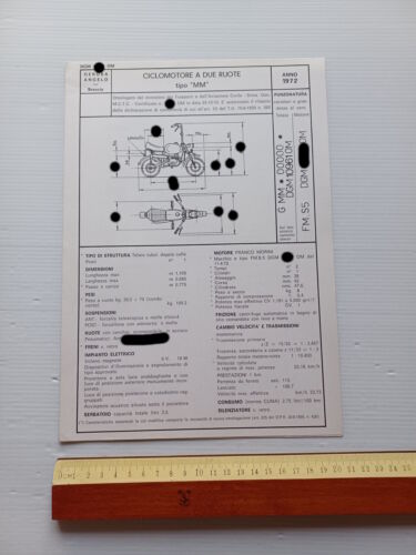 Gerosa 50 Mini PD Minimoto 1972 scheda omologazione DGM Facsimile …
