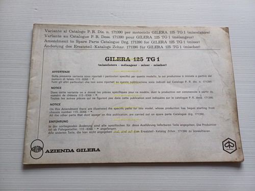 Gilera 125 TG1 - 125 GR1 1980 VARIANTI catalogo ricambi