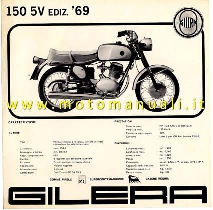 Gilera 150 5V 1969 depliant originale epoca brochure
