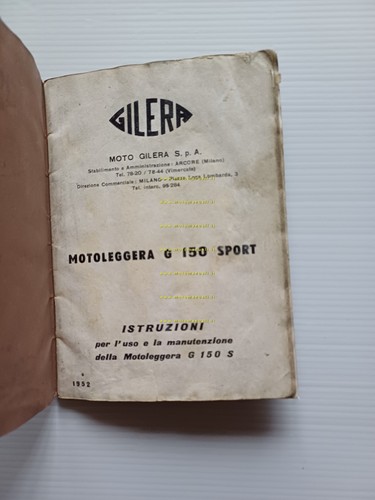 Gilera G 150 Sport 1951 manuale uso manutenzione libretto originale