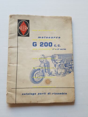 Gilera G 200 Motocarro 1a serie catalogo ricambi aggiornamento 1958 …