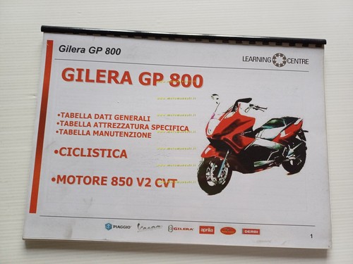 Gilera GP 800 Tabella dati - manutenzione Corso formazione manuale …