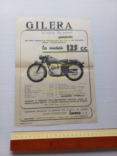 Gilera motoleggera 125 1948 depliant italiano originale