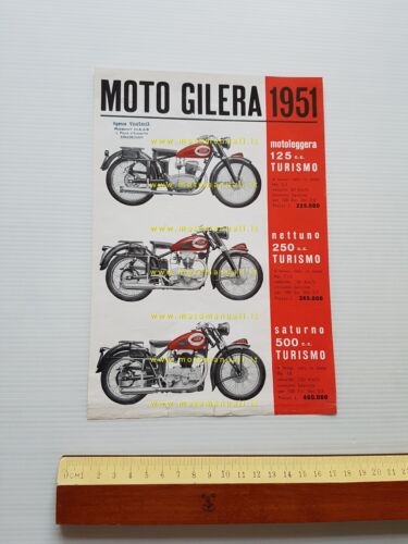 Gilera produzione 1951 500 250 125 depliant originale ITALIANO