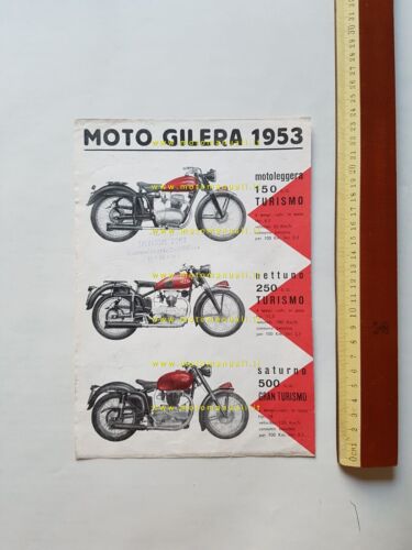 Gilera produzione modelli 1953 depliant originale ITALIANO moto brochure