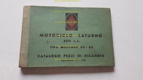 Gilera Saturno 500 Militare CATALOGO RICAMBI - 1 aggiornamento 1958