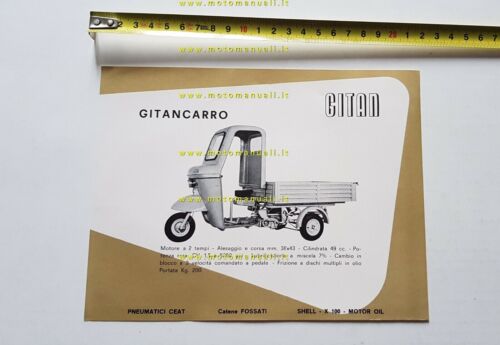 Gitan Gitancarro 50 depliant originale anni '60 moto brochure