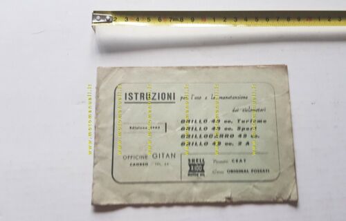 Gitan modelli Grillo 49 1963 manuale uso originale moped owner's …