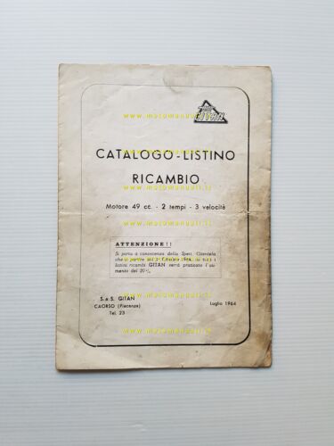 Gitan motore 49 3V 1964 catalogo ricambi originale Engine Spare …