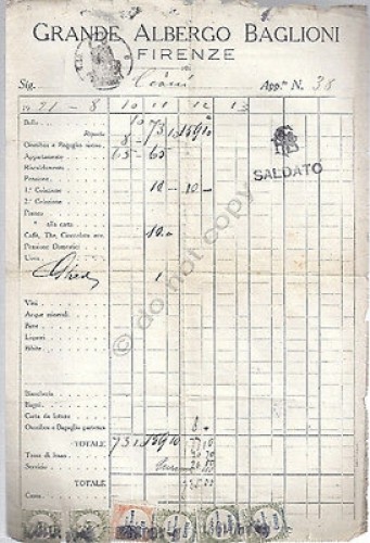Grande Albergo Baglioni - Firenze - Fattura - Invoice - …