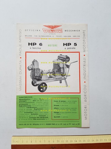 Guazzoni motore industriale fisso benzina - petrolio depliant originale