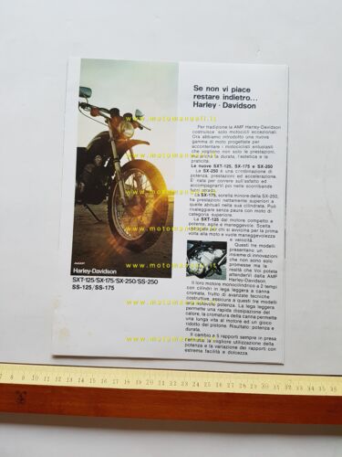 Harley-Davidson 125 SXT\SS-175 SX\SS- 250 SX\SS 1975 depliant ITALIANO originale
