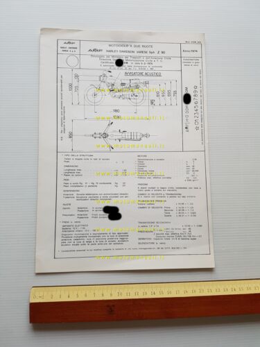 Harley-Davidson Z 90 1974 facsimile scheda omologazione DGM Motorizzazione