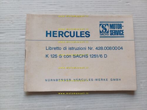 Hercules K 125 S 1974-77 manuale uso manutenzione libretto ITALIANO …