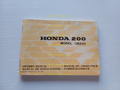 HONDA CB 200 1974 manuale uso manutenzione libretto originale INGLESE
