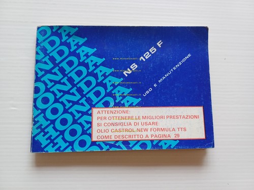Honda NS 125 F 1985-86 manuale uso manutenzione libretto ITALIANO …