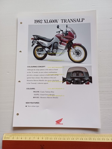 Honda Transalp 1992 presentazione scheda tecnica per la rete vendita …
