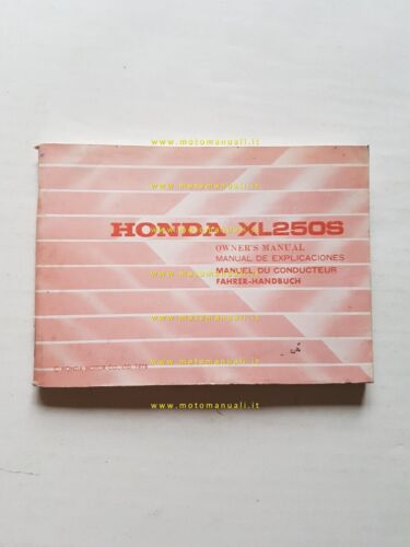Honda XL 250 S 1978 manuale uso manutenzione originale INGLESE …
