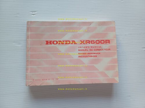 Honda XR 600 R 1987 manuale uso manutenzione libretto originale …