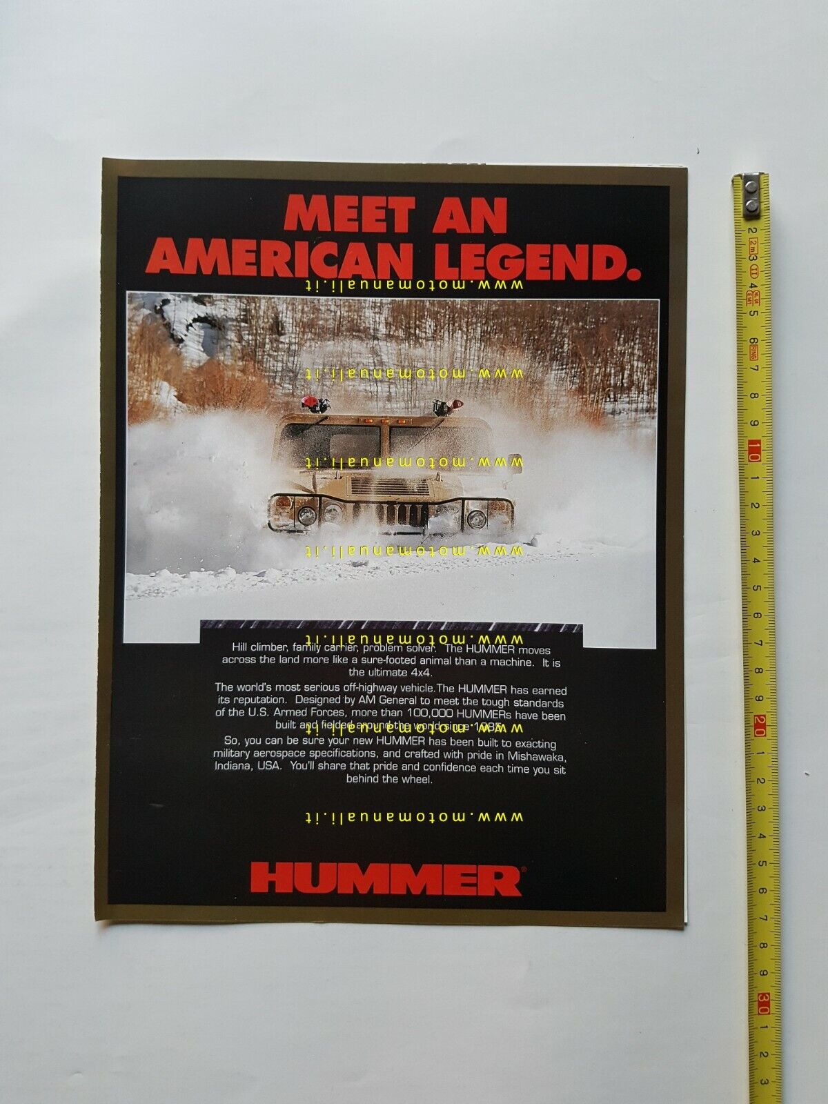 HUMMER fuoristrada modelli 1992 depliant USA originale