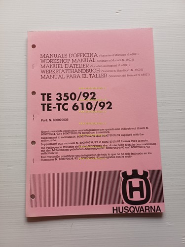 Husqvarna TE 350 1992 - TE-TC 610 1992 AGGIORNAMENTO Manuale …