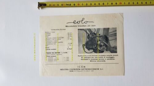 Icem Eolo 50 Micromotore depliant anni 50 ORIGINALE moto motorcycle …
