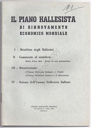 Il Piano Hallenista di Rinnovamento Economico Mondiale - Roma - …