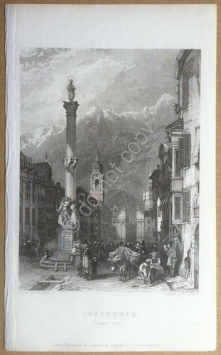 Incisione - rifilatura - Innsbruck - fine '800 - Painted …