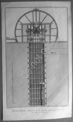 Incisione XVIII Secolo - Bernard Fecit - Macchina per estrazione …