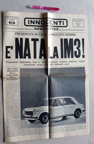 Innocenti auto Newsletter Morris IM3 1964 depliant brochure originale italiano