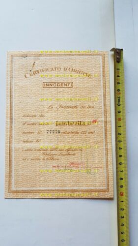 Innocenti Lambretta 125 LC 2.1951 Certificato d'Origine no depliant brochure